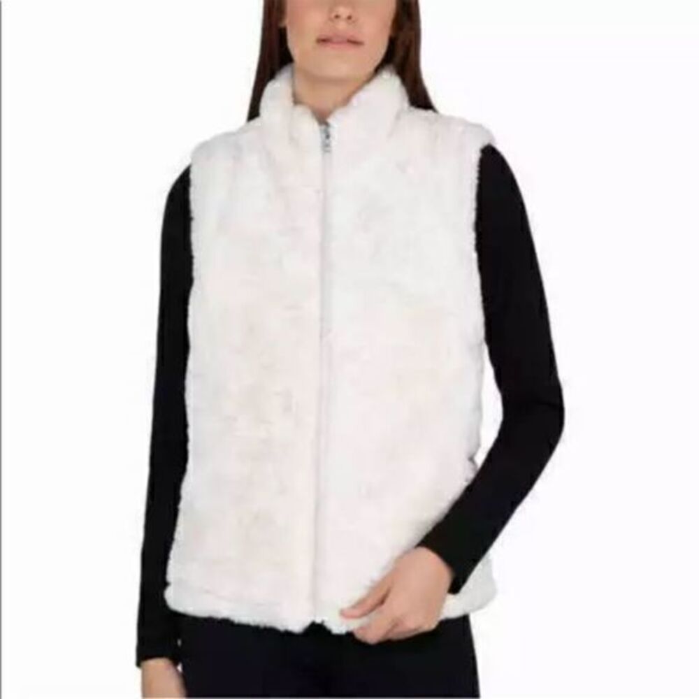 Nicole Miller Original Women's Reversible Faux Fur Vest Ivory with tags​​
